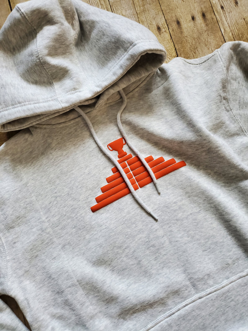 Heather White/Orange Logo Hoodie