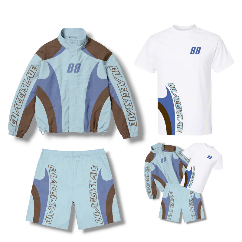 3-Piece State Track Short Set - Wave Blue