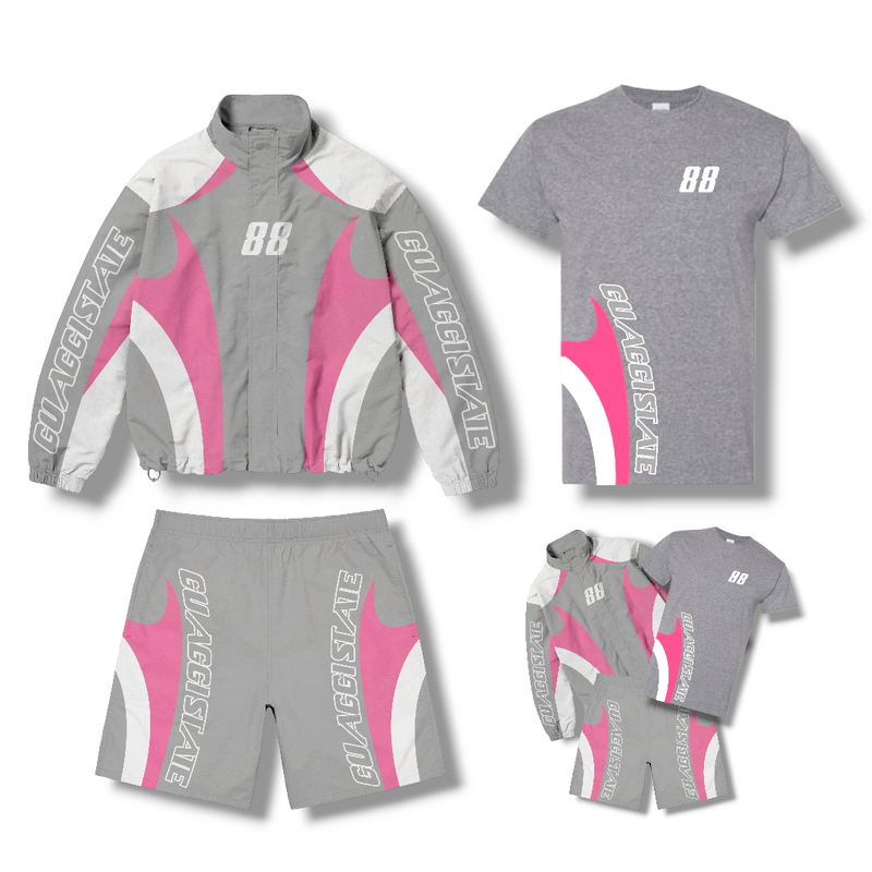3-Piece State Track Short Set - Pink Stone